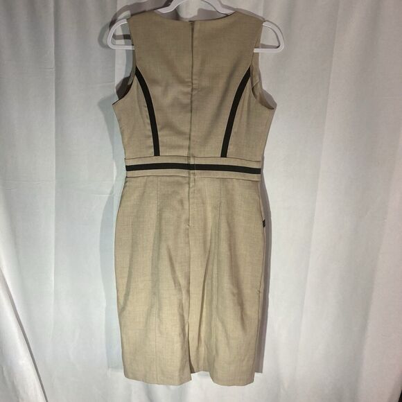 63-14 XOXO beige black trim square neck sleeveless shift dress 11/12 - Picture 7 of 8